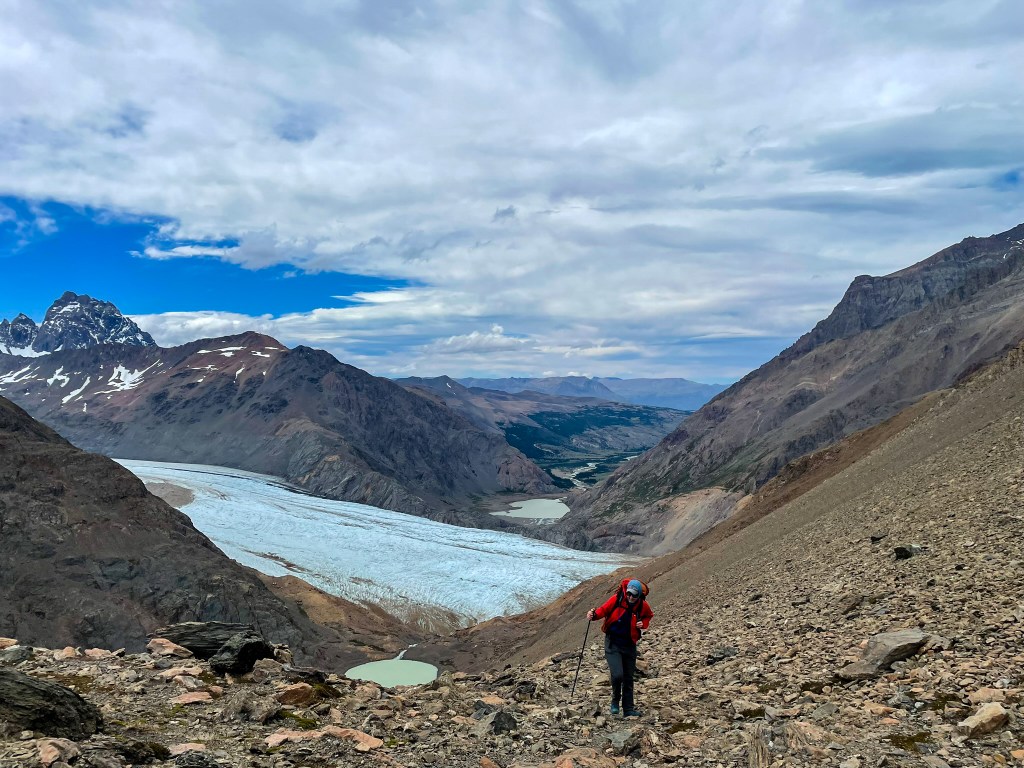 Ben climbing to Paso del Viento